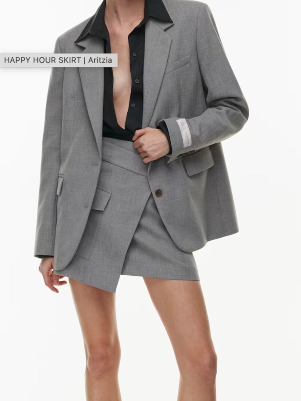 Babaton Happy Hour Skirt Women's Size 8 Heathered Gray Wrap Mini Cargo NWT